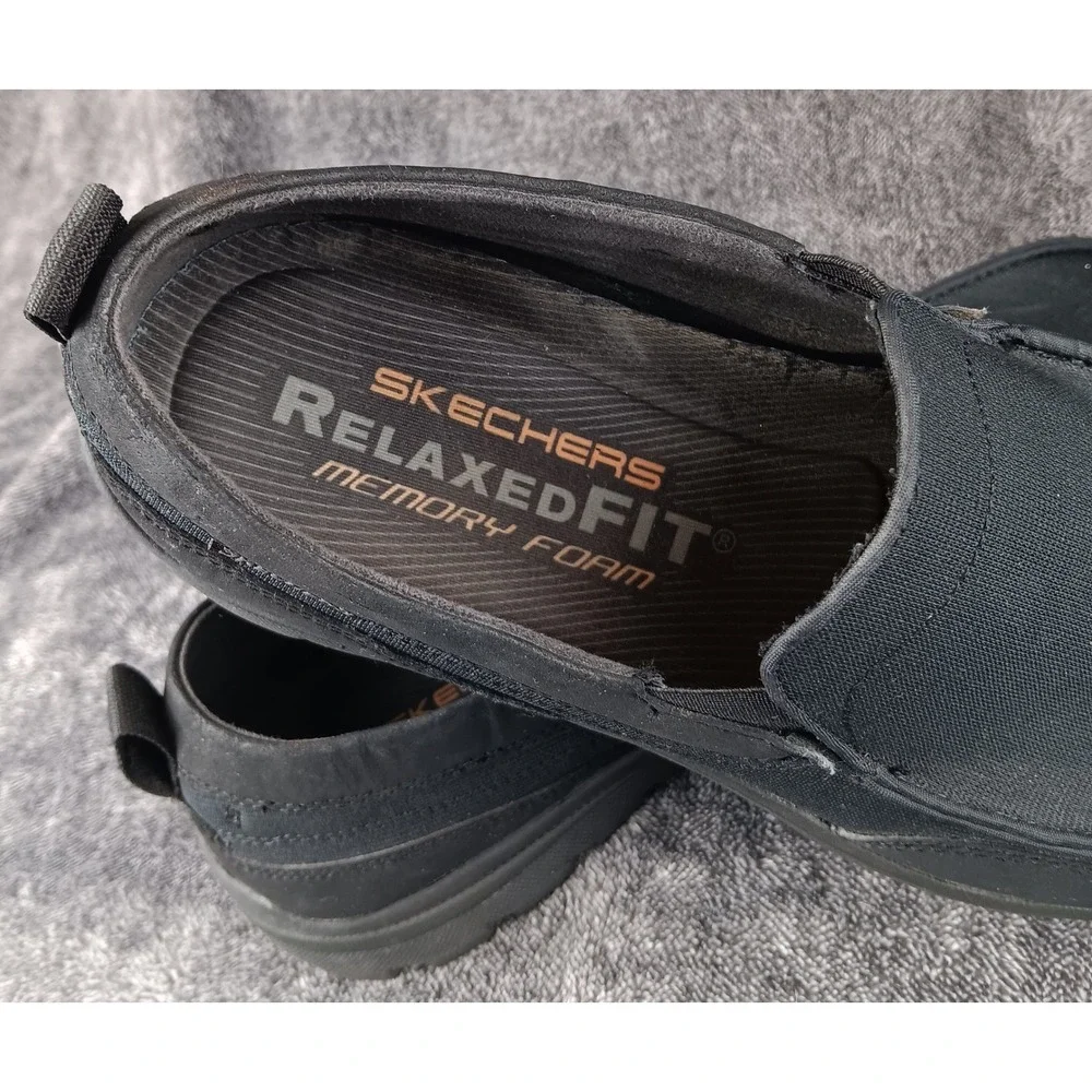 Skechers Relaxed Fit Memory Foam Black‎ Slip On Loafer Shoes Men 11.5